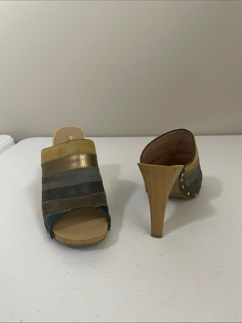 Nina Originals Multicolor Striped Leather Slide Mules